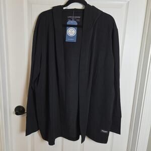 Life Is Good Cardigan Sweater Womens XL Black Crusher-Flex Open Hooded NEW